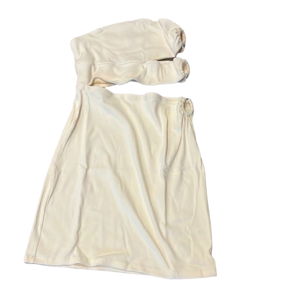 Bordeaux Anthro Strapless Cutout Dress Cream - Picture 4 of 6